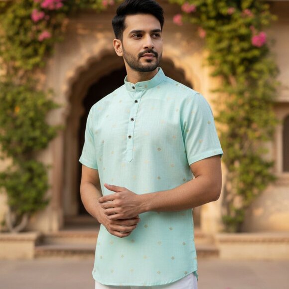MEN'S HALF SLEEVES KURTA - Picture 3 of 7